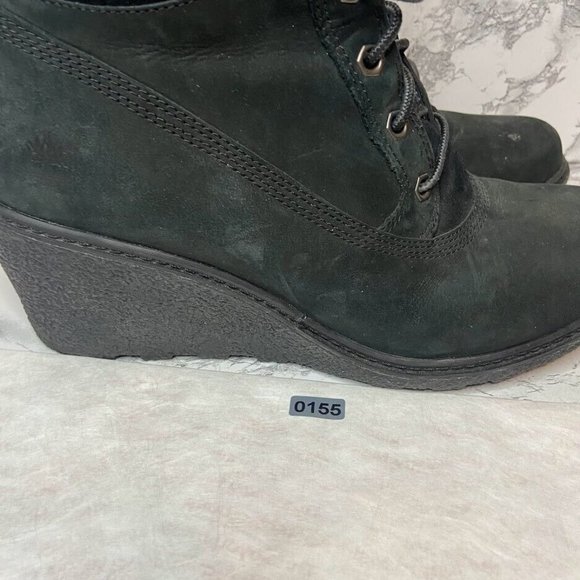 Timberland Amston Roll-Top Boot Women Size 9 Black Suede Shoe Earthkeepers Wedge - Picture 9 of 9